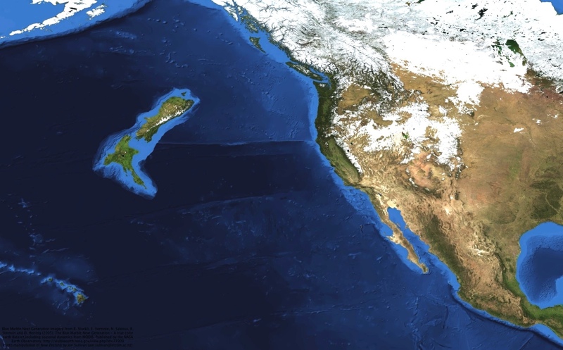 New Zealand in the northern Pacific